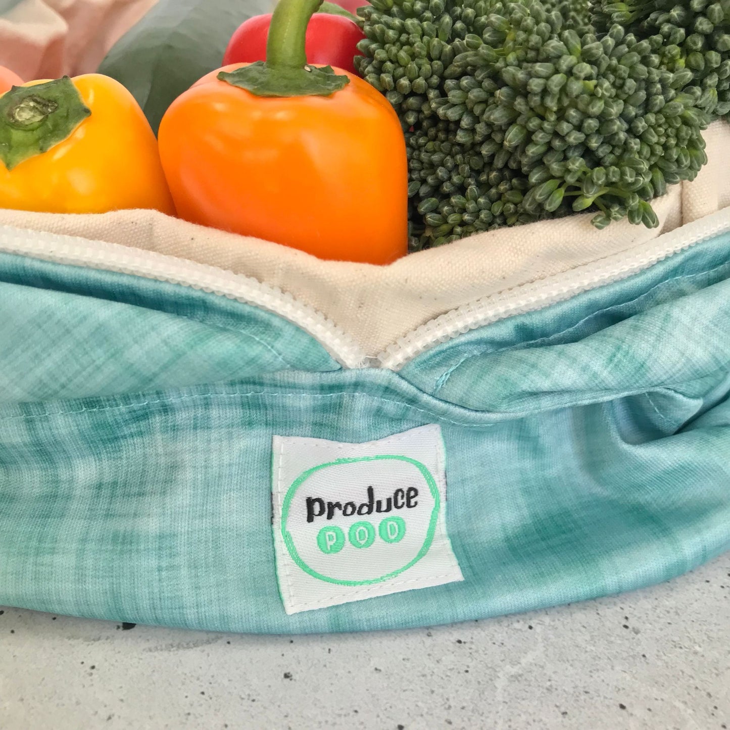 Produce Pod - reusable veggie bag for fridge - Ocean