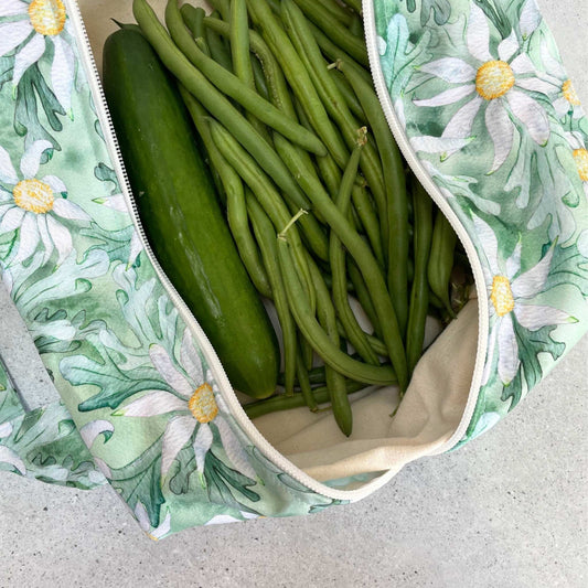 Produce Pod - reusable veggie bag for fridge - Flannel Flower PRE ORDER