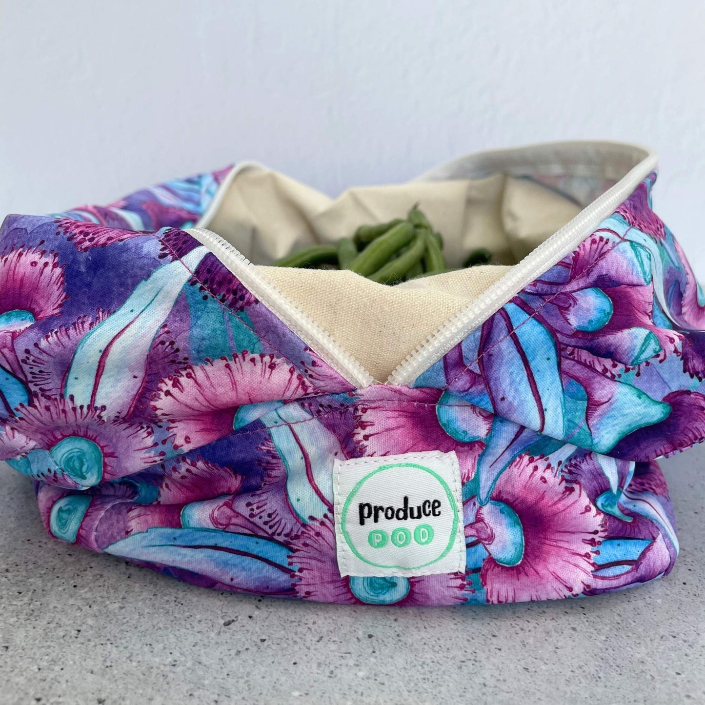 Produce Pod - reusable veggie bag for fridge - Gum Blossom