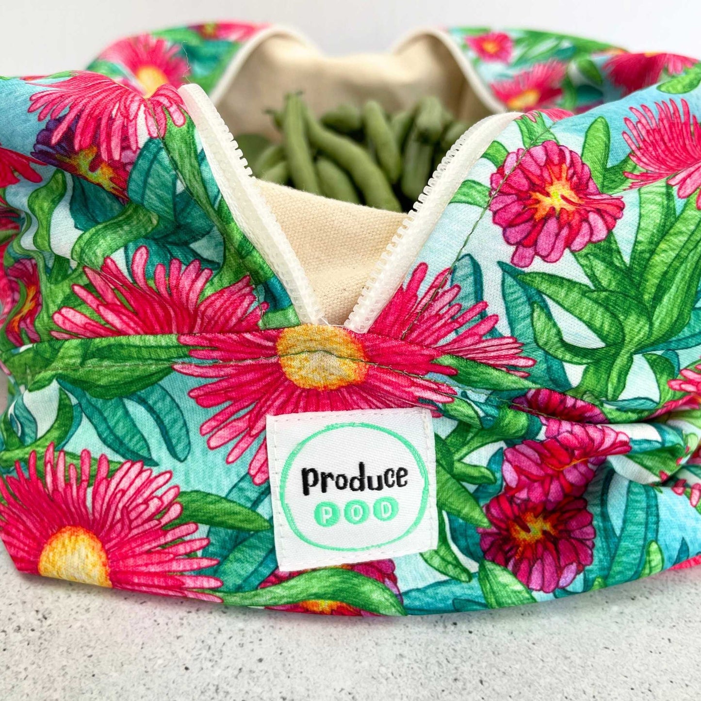 Produce Pod - reusable veggie bag for fridge - Sea Fig