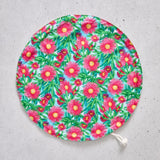 Flat bowl cover with floral pattern on a grey surface
