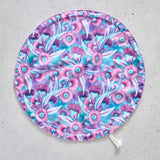 Flat bowl cover with floral pattern on a grey surface